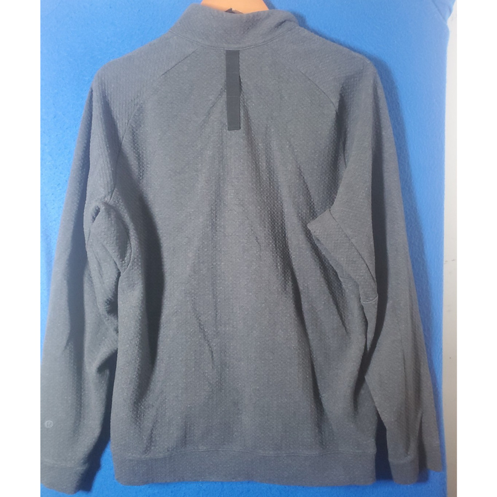 Lululemon Men L Full Zip Sweater Jacket Mock Neck Knit Gray Pockets Activewear - Picture 2 of 16
